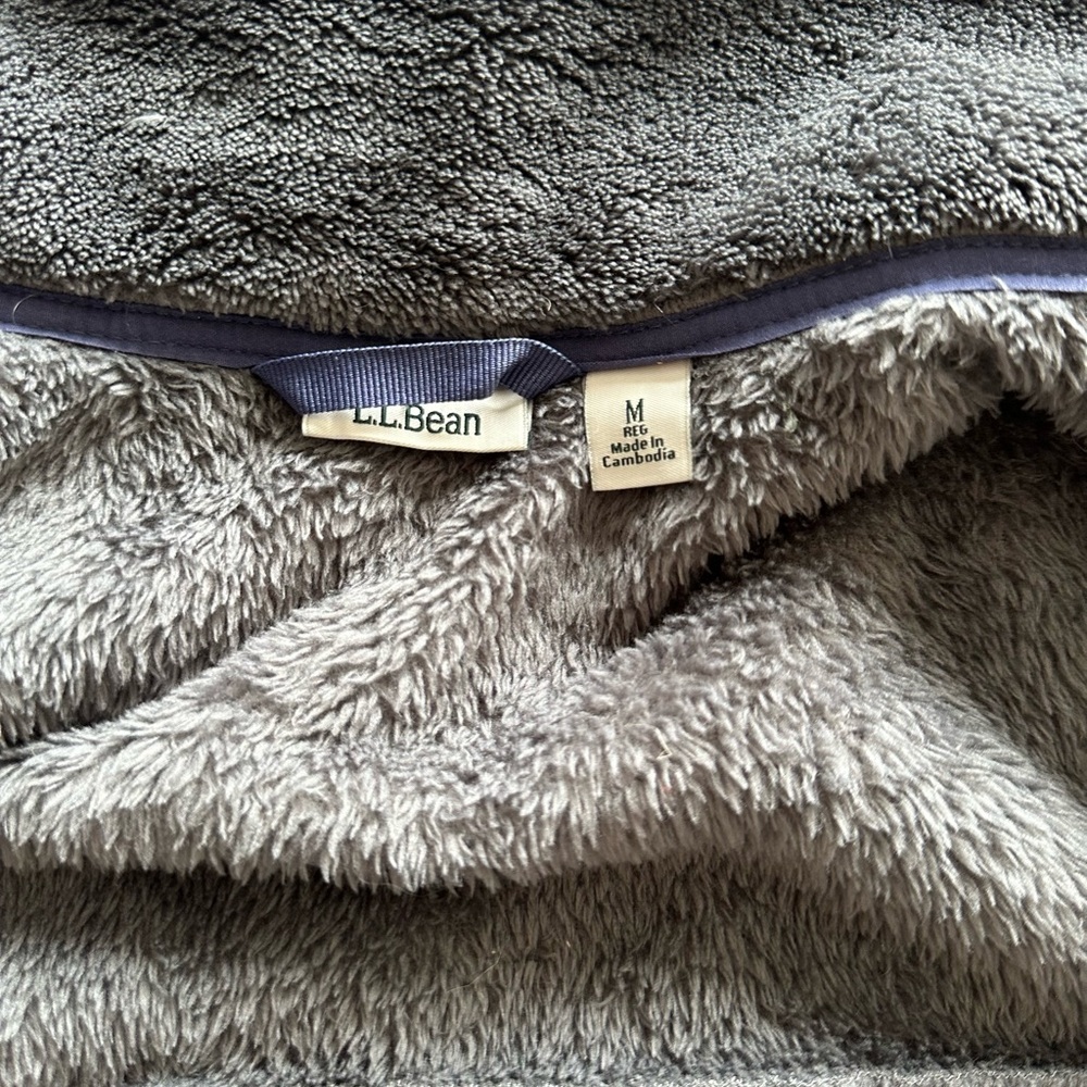 L.L. Bean Charcoal Fleece Vest with deep lavender trim - Picture 2 of 5
